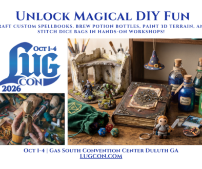 Craft custom spellbooks, brew potion bottles, paint 3D terrain, and stitch dice bags in hands-on workshops!